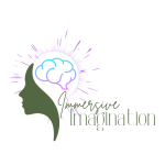 Immersive Imagination logo with silhouette, colorful brain illustration, and radiant light design